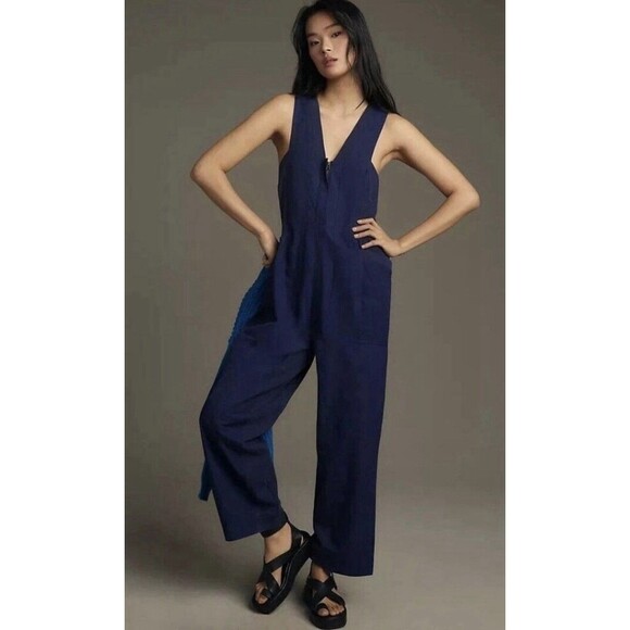 Anthropologie Pants - Daily Practice by Anthropologie Zip-Front Jumpsuit Sleeveless Pocket MP Blue